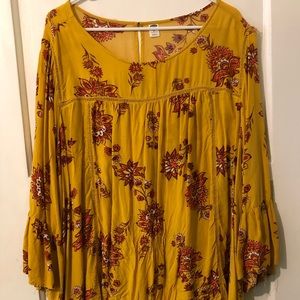 Mustard yellow flower tunic